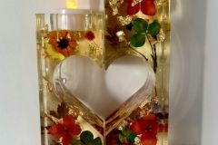 Cath Harding P - Resin heart and flower candle holder