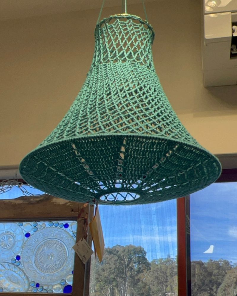 Monica Penders-Krushka - Teal fishnet lantern cotton
